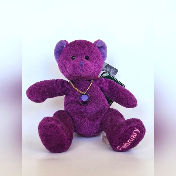 Russ Berrie Bears Of The Month "February" Purple Teddy Bear Plush Amethyst Gift - Picture 1 of 10